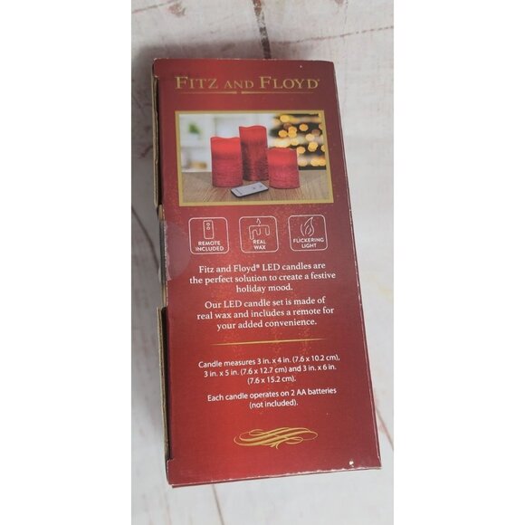 Festive Fitz and Floyd LED Candle Set - Real Wax Remote Control Flickering Light - Picture 5 of 8